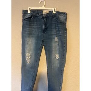 L&B Womens Jeans Distressed Blue Denim Skinny Fit Size 20